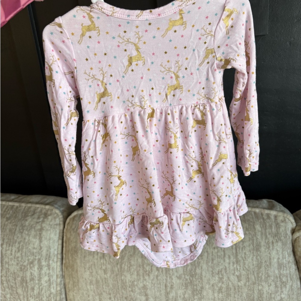 Posh Peanut Pink and Gold Reindeer Dress